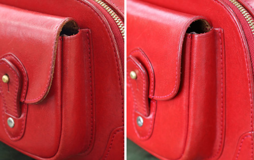 修理品事例＜E566 ショルダーバッグA5 3way＞ 有償メンテナンス